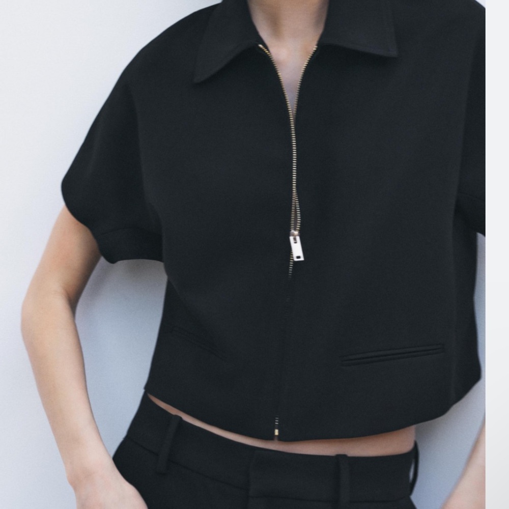 ZARA cropped collar top (extra small)